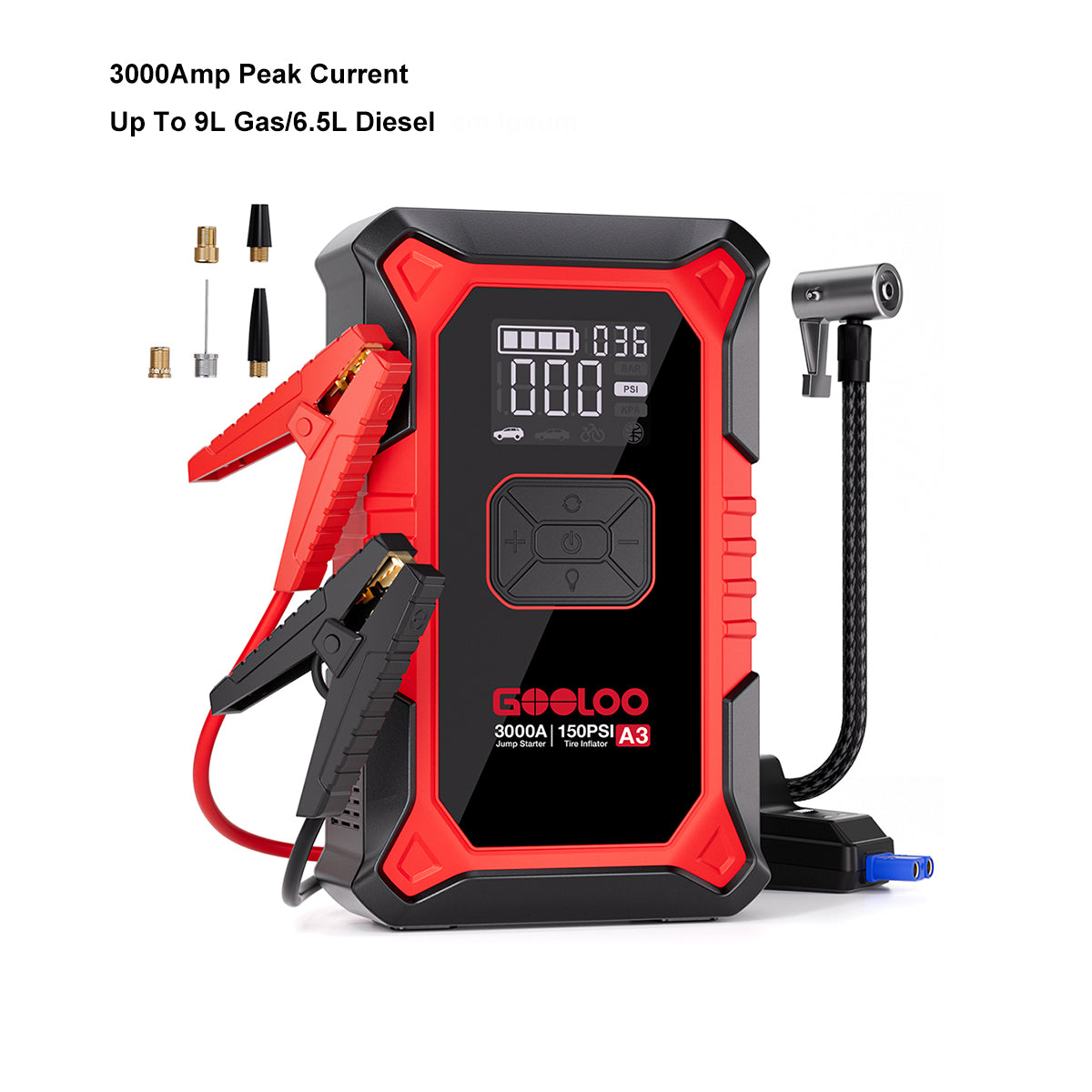 GOOLOO A3 3000A Jump Starter with Air Compressor