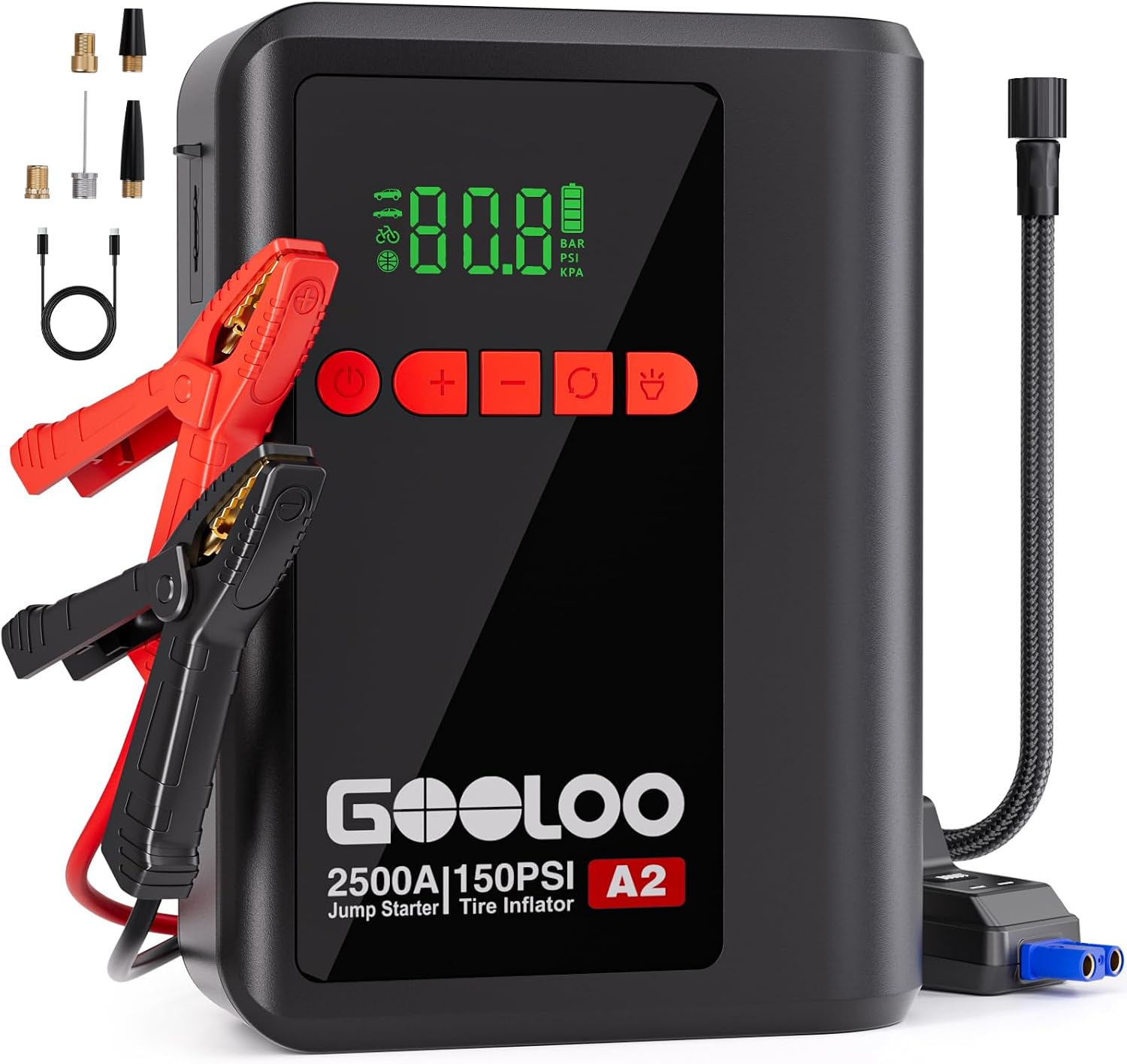 GOOLOO A2 8-in-1 Jump Starter with Air Compressor
